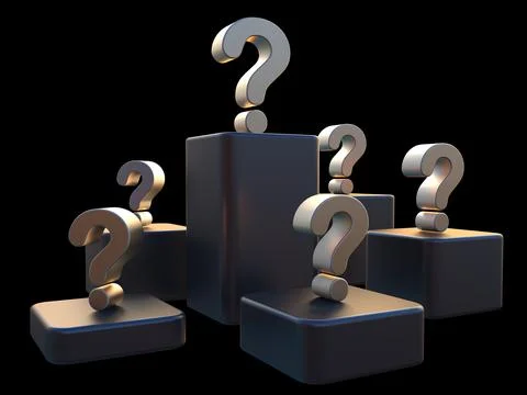 Business composition with few question marks standing on different platforms Stock Illustration