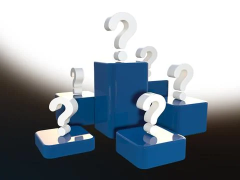 Business composition with few question marks standing on different platforms Stock Illustration