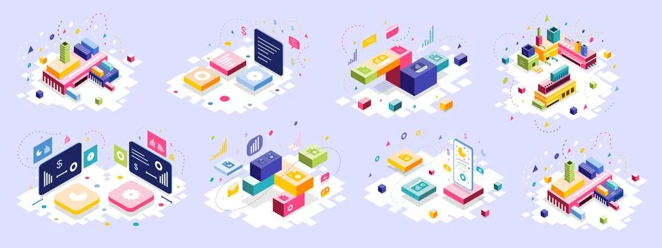 Business with computer and infographic vector design 스톡 일러스트