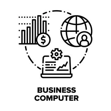 Business Computer Device Vector Concept Black Illustration Illustrazione stock