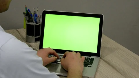 BUSINESS COMPUTER, GREEN SCREEN. Stock Footage 118156090