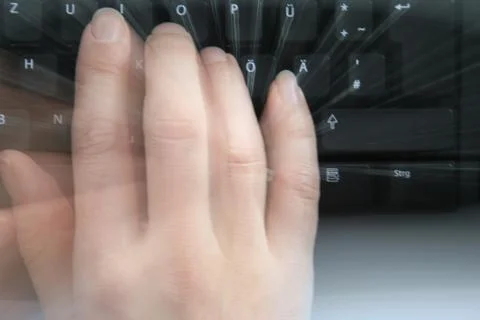 Business computer hand technology single key pad Fotos Stock