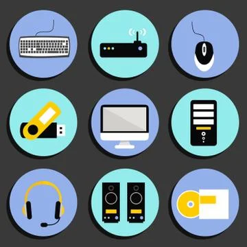 Business computer icons set 스톡 일러스트