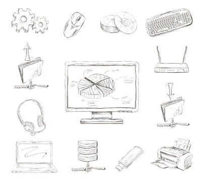 Business computer icons set Stock Illustration