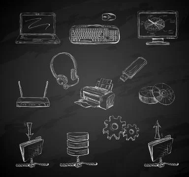 Business computer icons set 스톡 일러스트