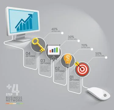 Business computer network infographic template. Illustrazione stock