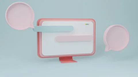Business computer with notification Text box on blue Pastel background.Email  Stock Illustration
