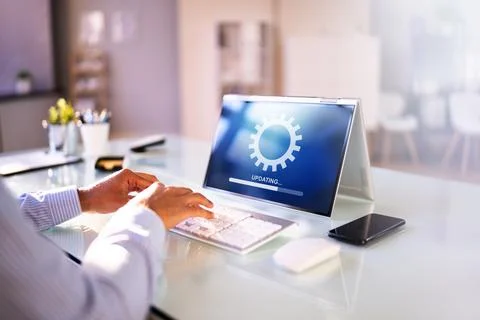 Business Computer Online Update Stock Photos
