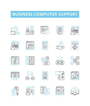 Business computer support vector line icons set. IT, Support, Business, Computer イラスト素材