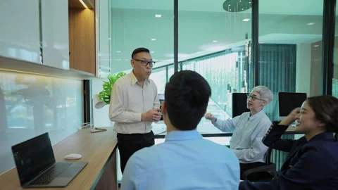 Business concept of 4k Resolution. Asian young business people group have d.. Stock Footage 246830404