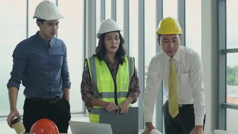Business concept of 4k Resolution. Engineers are brainstorming at a meeting. Video stock 151887716