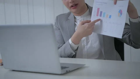 Business concept of 4k Resolution. The manager is presenting with the compute Video stock 154507197