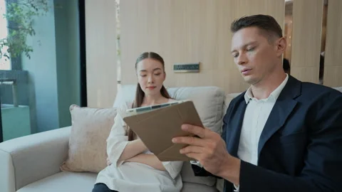 Business concept of 4k Resolution. The manager is meeting with the secretary  Stock Footage 199512783