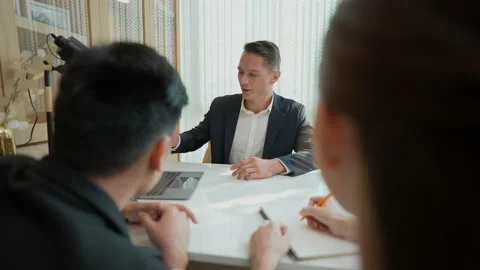 Business concept of 4k Resolution. The manager is having a meeting with a par Stock Footage 200917035
