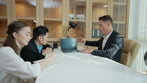 Business concept of 4k Resolution. The manager is having a meeting with a par Stock Footage 211823497