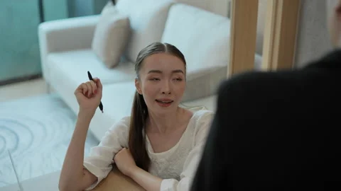 Business concept of 4k Resolution. Young women chatting with colleagues in th Stock Footage 205871033