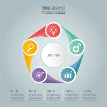 Business concept with 5 options, steps or processes. Illustrazione stock