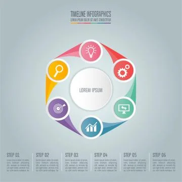 Business concept with 6 options, steps or processes. Stock Illustration