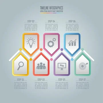 Business concept with 7 options, steps or processes. Stock Illustration