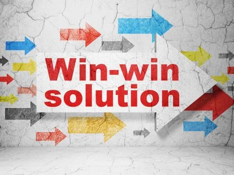 Business concept: arrow with Win-win Solution on grunge wall background Stock Illustration