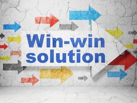 Business concept: arrow with Win-win Solution on grunge wall background Stock Illustration