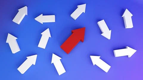 A business concept like an arrow without direction creates ambiguity in the.. 库存插图