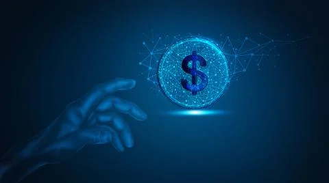 Business concept artificial intelligence and money 3d illustration Stock Illustration