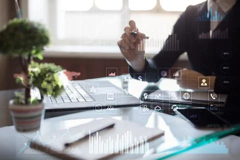 Business concept background. Virtual screen with empty space for text. Fotos de archivo