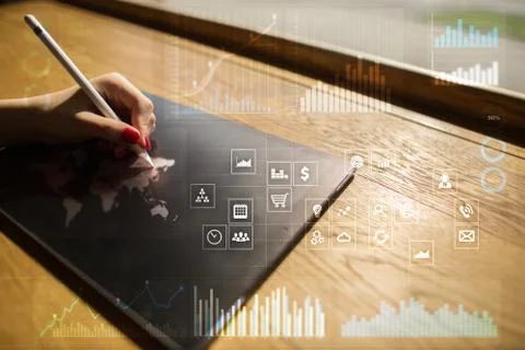 Business concept background. Virtual screen with empty space for text. Fotos de archivo