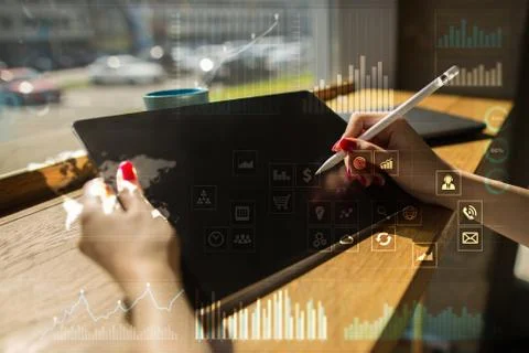 Business concept background. Virtual screen with empty space for text. Fotos de archivo