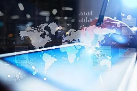 Business concept background. Virtual screen with empty space for text. Stock Photos