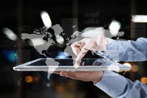 Business concept background. Virtual screen with empty space for text. Internet Fotos de archivo