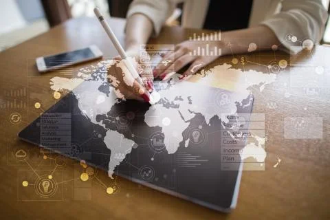 Business concept background. Virtual screen with empty space for text. Internet Fotos de archivo