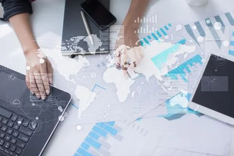 Business concept background. Virtual screen with empty space for text. Internet Fotos de archivo