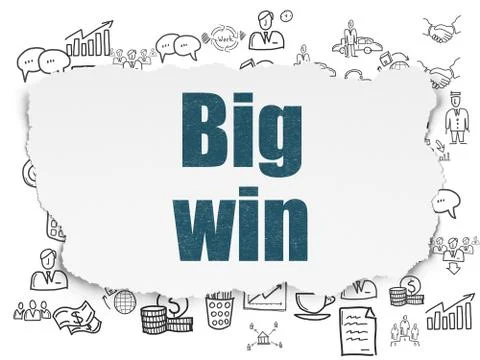 Business concept: Big Win on Torn Paper background Stockillustratie