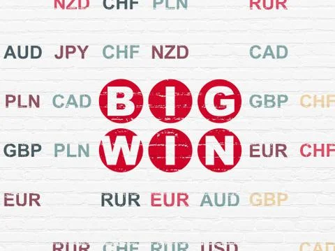 Business concept: Big Win on wall background Stockillustratie