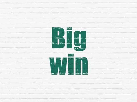 Business concept: Big Win on wall background Stock Illustration