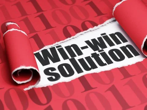 Business concept: black text Win-win Solution under the piece of  torn pape イラスト素材