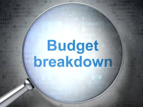 Business concept: Budget Breakdown with optical glass Stockillustratie