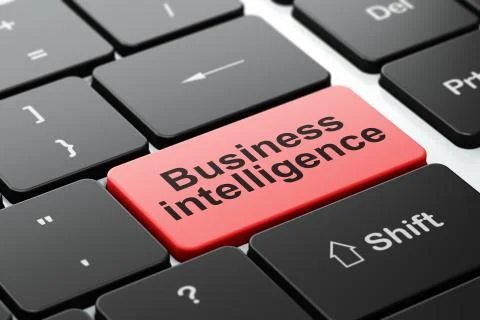 Business concept: Business Intelligence on computer keyboard background 스톡 일러스트