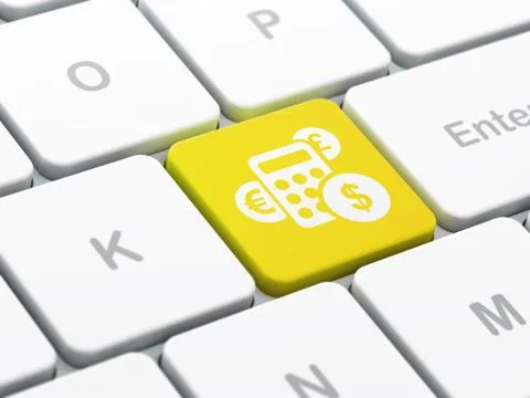 Business concept: Calculator on computer keyboard background Stock Illustration
