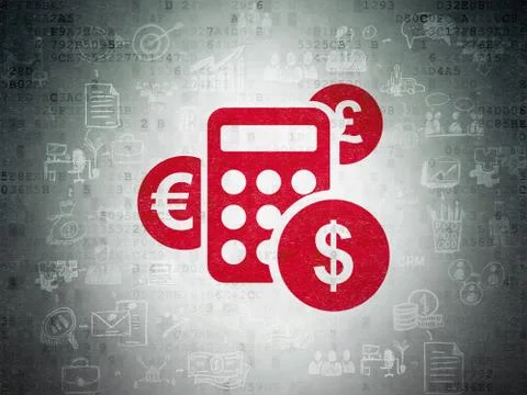Business concept: Calculator on Digital Data Paper background 스톡 일러스트