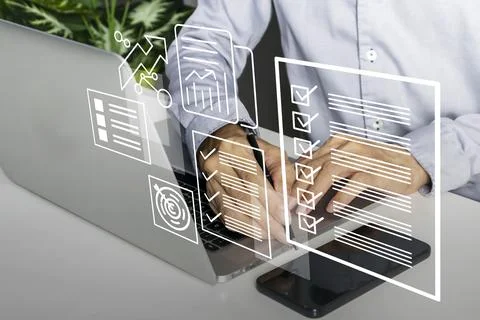 Business concept checks the accuracy of documents and work procedures, term.. 스톡 사진
