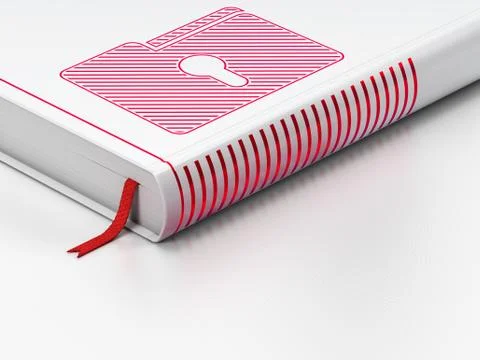 Business concept: closed book, Folder With Keyhole on white background Stock Illustration