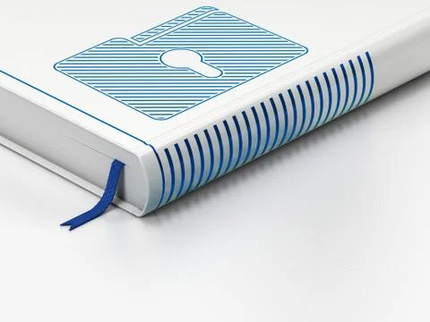 Business concept: closed book, Folder With Keyhole on white background Stock Illustration