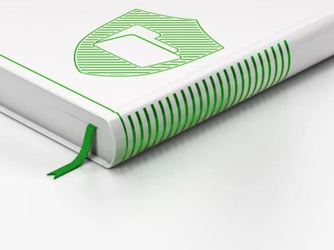 Business concept: closed book, Folder With Shield on white background Stock Illustration