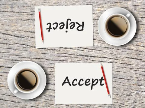 Business Concept : Comparison between accept and reject Stock Photos