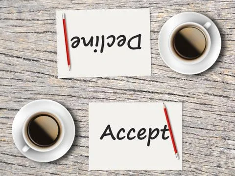 Business Concept : Comparison between accept and decline Stock Photos