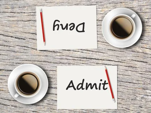 Business Concept : Comparison between admit and deny Foto stock