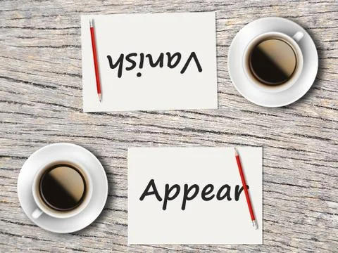 Business Concept : Comparison between appear and vanish Stock Photos